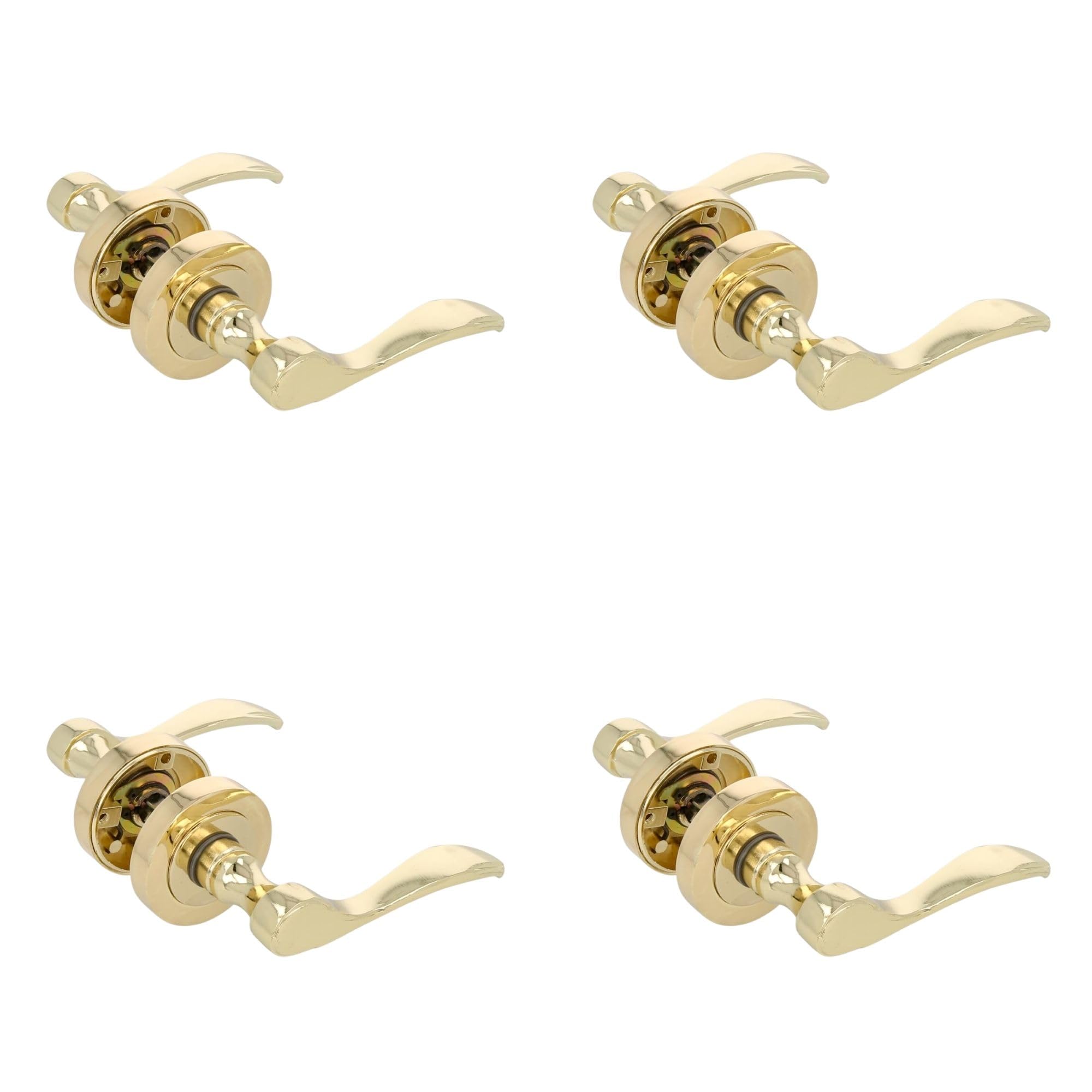 Amig Copper Plated Lacquered - Pack Of 4 Rosette Handle Sets, Model Yaltarz, Made Of Varnished Brass-Plated Steel, Size: 52 Mm, 6 Mm Spindle, Ideal For Interior Or Exterior Doors, Modern Design