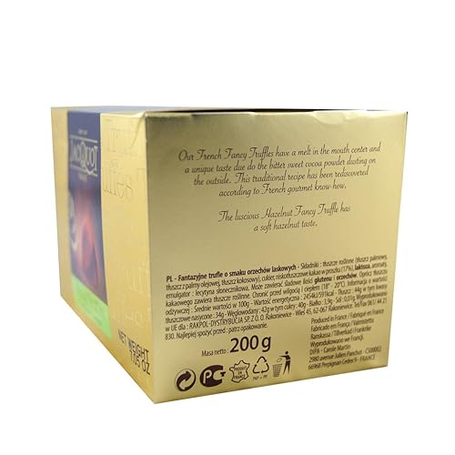 Miniatura 4 de Jacquot Trufas de chocolate prémium con avellana de Francia, ideal como regalo de cumpleaños o vacaciones, 20 piezas en caja de regalo dorada de 7