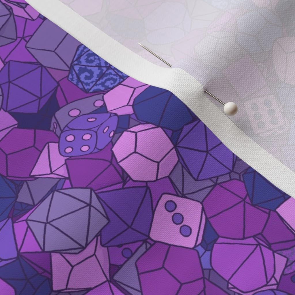 Spoonflower Fabric - Dice Purple Nerd Playing Games Printed on Petal Signature Cotton Fabric by The Yard - Sewing Quilting Apparel Crafts Decor
