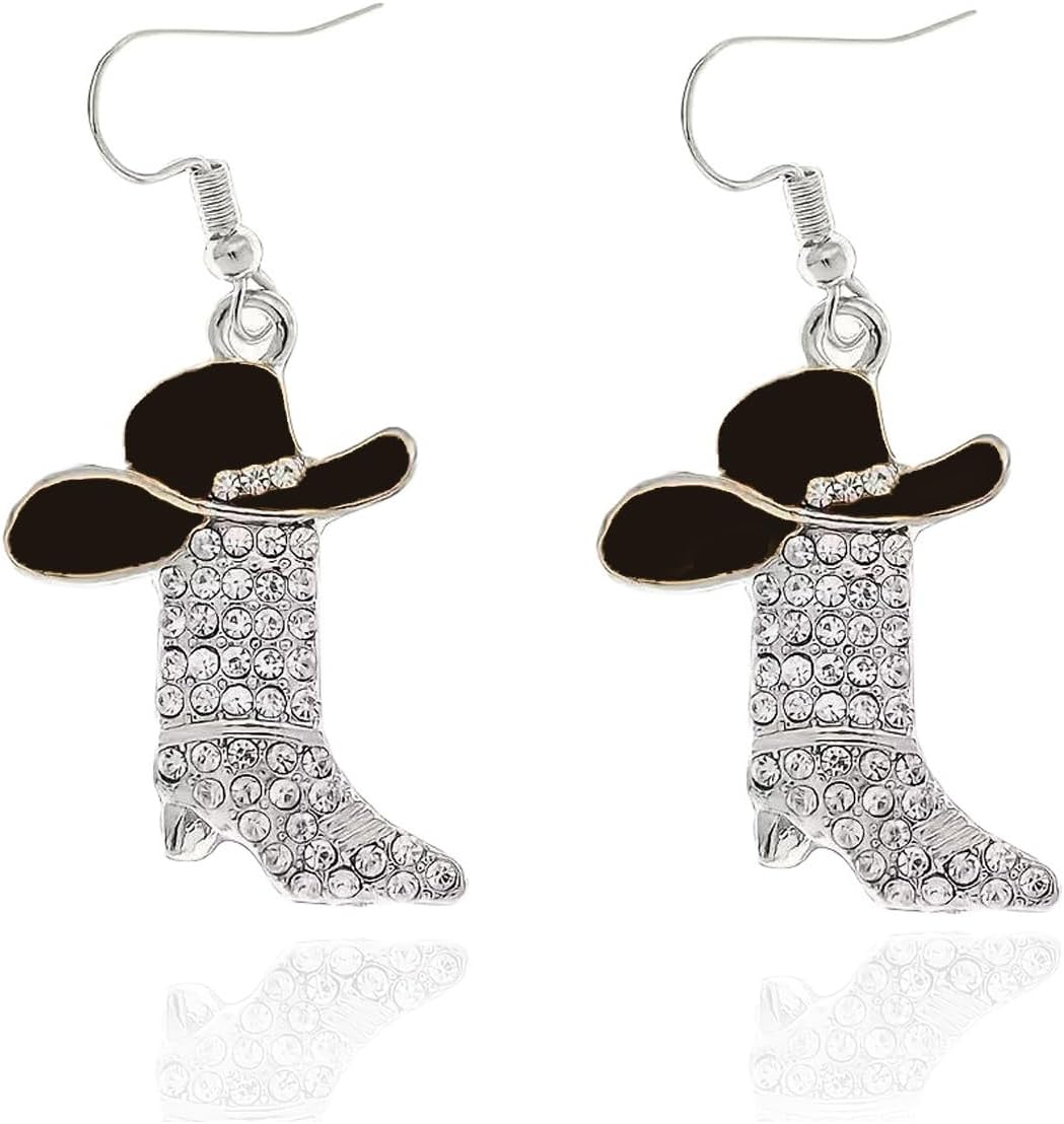 Western Cowboy Cowgirl Earrings for Women Rhinestone Enamel Boots Hats Earrings Western Jewelry Accessories Rodeo Outfits for Women
