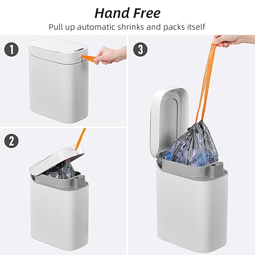 Miniatura 7 de MOPALL Bote de basura recargable para baño, con sensor de movimiento, automático, sin contacto, blanco de 3.5 galones con tapa, cesta de basura