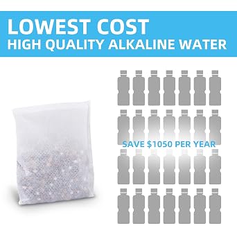 Alkaline Water Filter Pouch Alkaline Hydrogen Rich Water Filtration System for Bottle,Pitcher,Jug,Container-High pH 9+Water Portable filter Bag for water bottle Long-Life (3 * 30g)