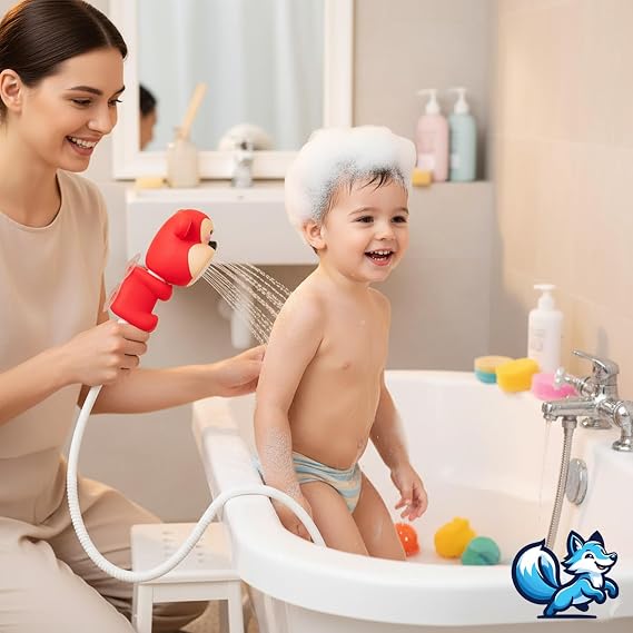 Bluefox Baby Shower Head with Cute Animal Figure – Mothers' Helper Educational Bath Toy, Easy Installation, Hand-Eye Coordination Developer, Colorful and Fun for Kids