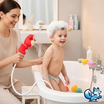 Bluefox Baby Shower Head with Cute Animal Figure – Mothers' Helper Educational Bath Toy, Easy Installation, Hand-Eye Coordination Developer, Colorful and Fun for Kids