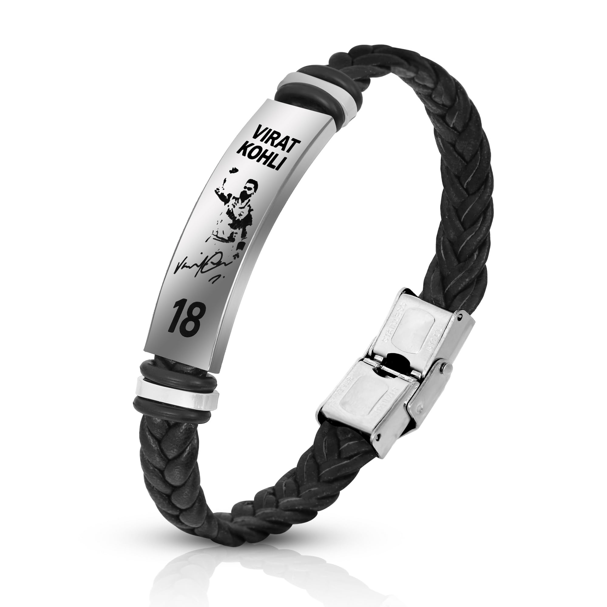 Cricket Legend Virat Kohli Bracelet – Century Pose Engraved Design-image-20