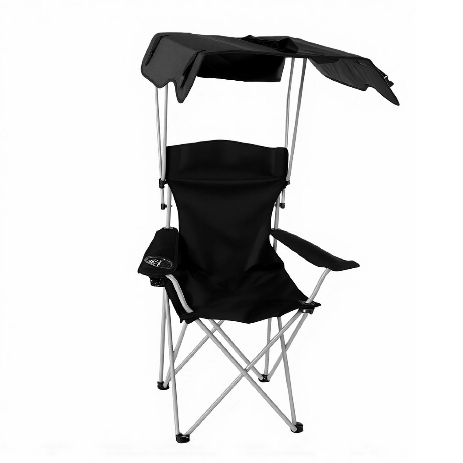 banapoy Krzesło Kempingowe, Regulowany Parasol Przeciwsłoneczny Tkanina Oxford 600D Oddychające, Ergonomiczne Składane Krzesło z Baldachimem, Przenośne Plażowe z Uchwytem na Kubek Zagłówek do