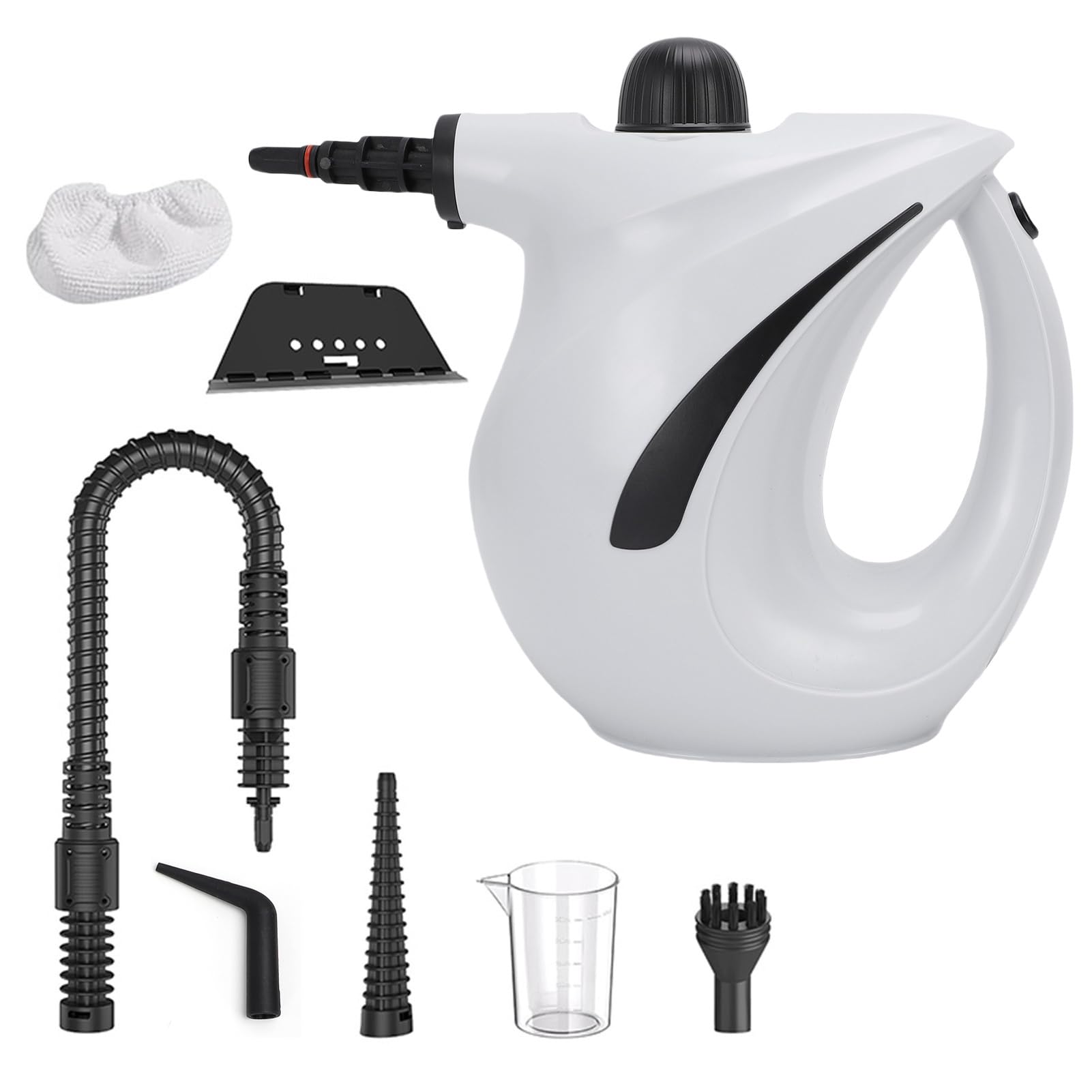 AMONIDA Limpiador a Portátil, 1200 W, Calentamiento Rápido en 20 Segundos, 700 Ml, 221 F, Vaporizador Portátil Multisuperficie, Esterilización Efectiva, 2 Velocidades Ajustables, con 7 Accesorios,
