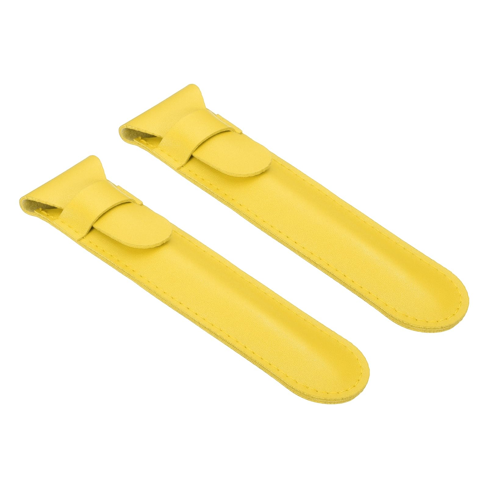 Uxcell 2 Pcs Leather Pen Pouch, Flip Single Pen Case Holder Protective Sleeve Cover for Fountain Ball Points Pencils Touch Office Desk Supplies, Yellow