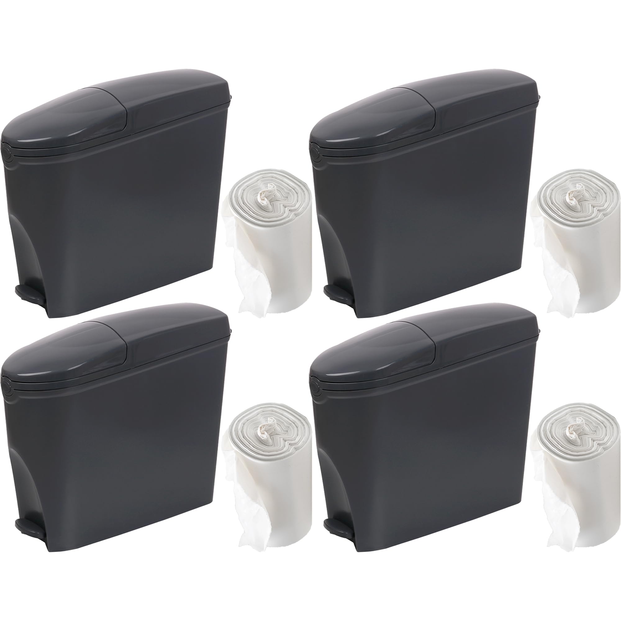 Pro-Kleen Sanitary Bin 20L X 4 With 200 Bin Liners, Slimline Washrooms Toilets Hygienic Disposal Pedal Container Bins for Female Ladies and Baby Hygiene Products โ image 1
