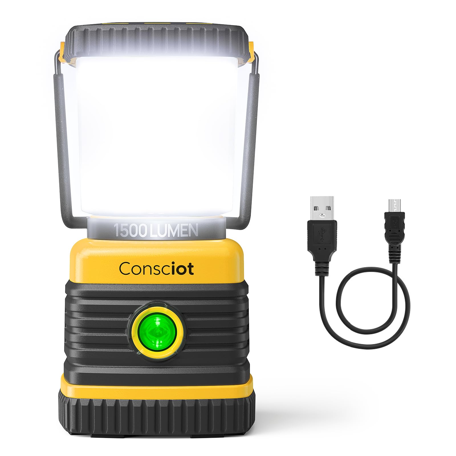 LED Camping Lantern, Consciot C02 USB-C Rechargeable Camping Lights, 1500LM, 5 Light Modes, 8800mAh Power Bank, Up to 100H Run Time, IPX4 Waterproof, Dimmable Tent Lights for Emergency, Power Outages