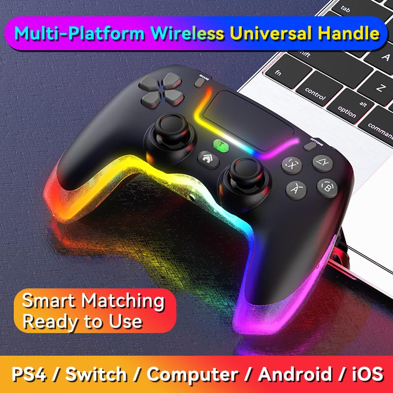 Miniatura 4 de RALAN PINK Wireless Controller Compatible with Playstation 4ProSlimfor PS4 Dualshock 4 Gamepad with Adjustable LED Lighting, 3.5mm Audio Jack and