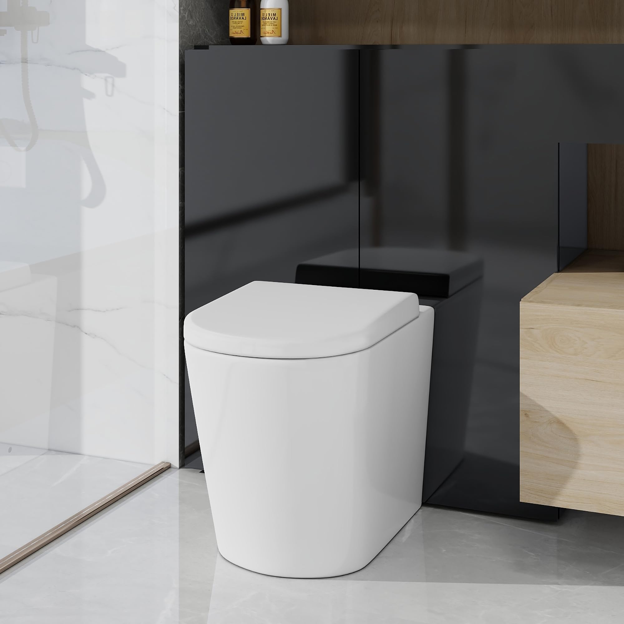 Sorrento Bathrooms White Gloss Modern Back To Wall Toilet And Concealed Cistern Btw Short Projection Bathroom Toilets White Ceramic Wc Pan Quick Release Soft Close Seat Hidden Tank Round Compact Toilet