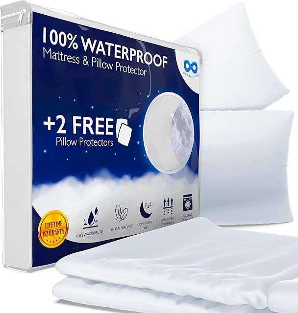 Everlasting Comfort Waterproof Double Size Mattress Protector with 2 Pillow Protectors