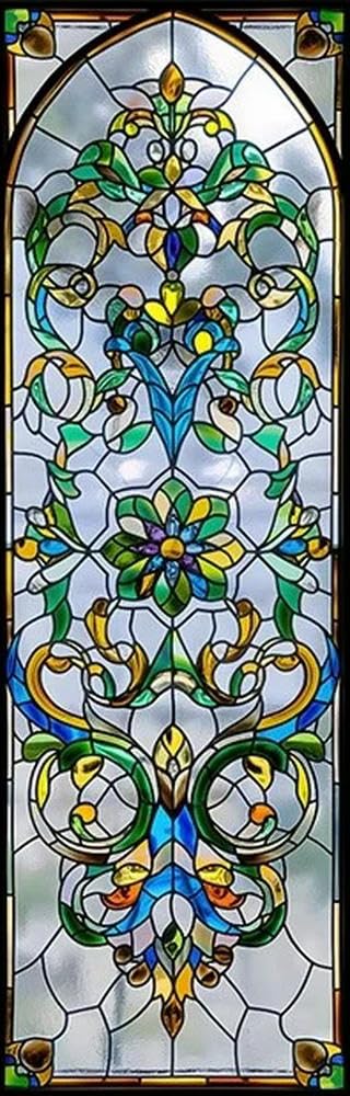 Retro Glass Film, American Colored Glass Film, Window Sticker Stained Glass Window FilM Static Cling Frosted/Etched