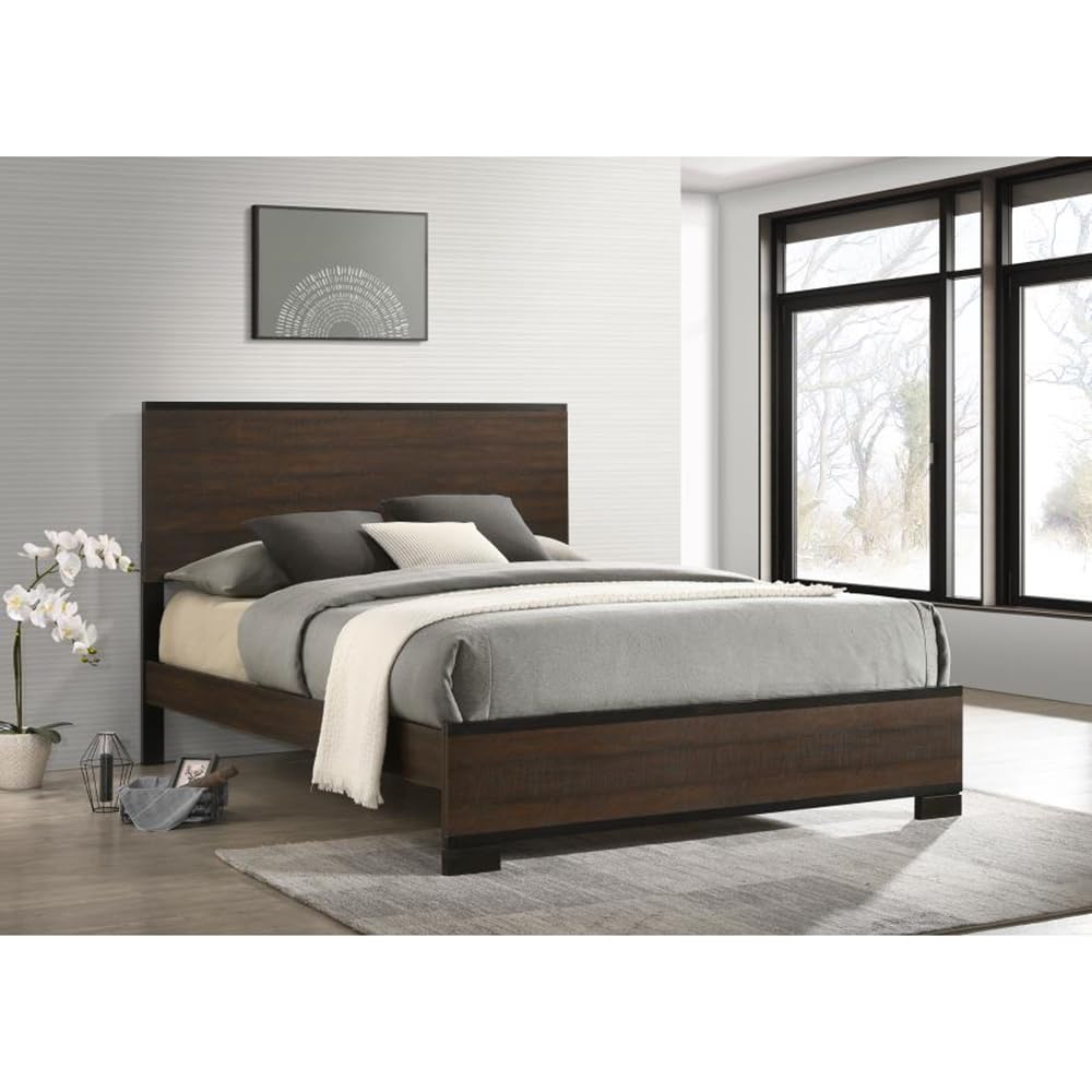 tobacco bedroom furniture Elements Condesa Queen Bed like upholstered bed that feels both substantial and plush Tempest Rustic Tobacco Queen Panel