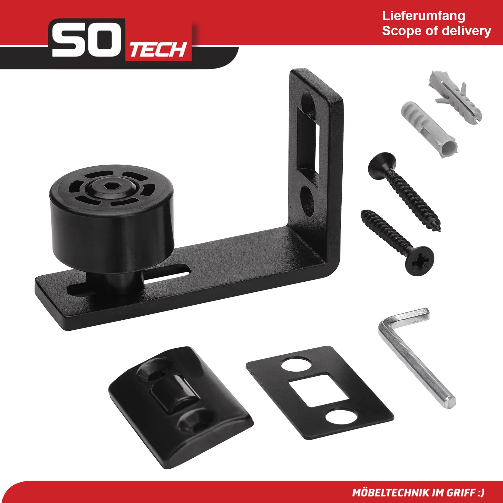 Guidage Au Sol SOTECH Pour Porte Coulissante – ST-BF-02, à Galets, Noir