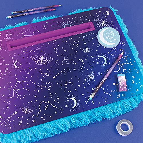 Three Cheers For Girls - Celestial Deluxe Fur Lap Desk - Portable Lap Pillow Desk For Kids With Media Slot - 12” X 16.9” Lap Desk For Laptop, Tablets, & Notebooks #TOP5