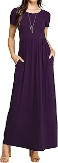 Made By Johnny Womens Short Sleeve Loose Plain Casual Long Maxi Dresses with Pockets Price In India