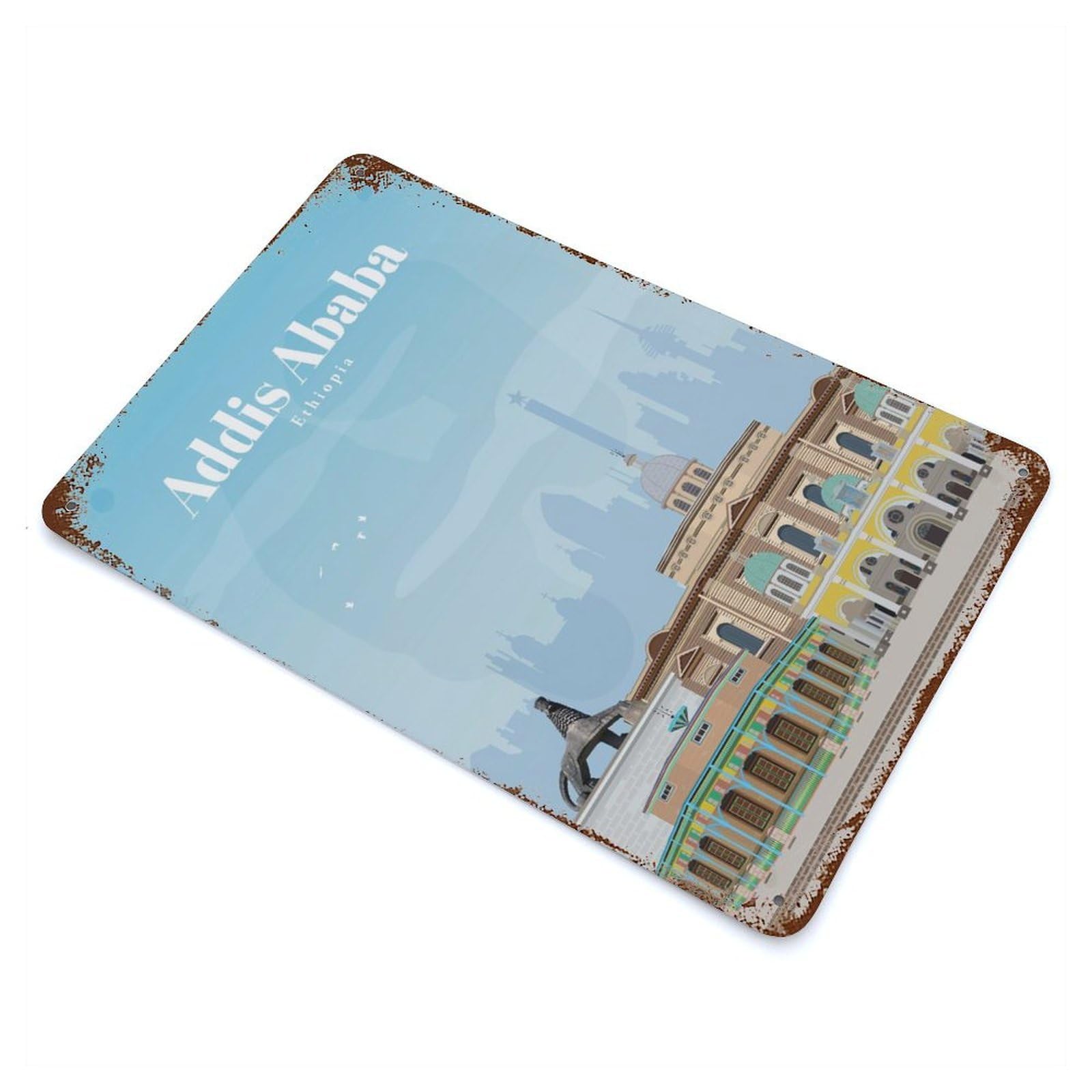 Travel to Addis Ababa Vintage Metal Tin Sign 11.8"x7.9", for Garage, Bar And Workshop Decor, Old School Wall Decor