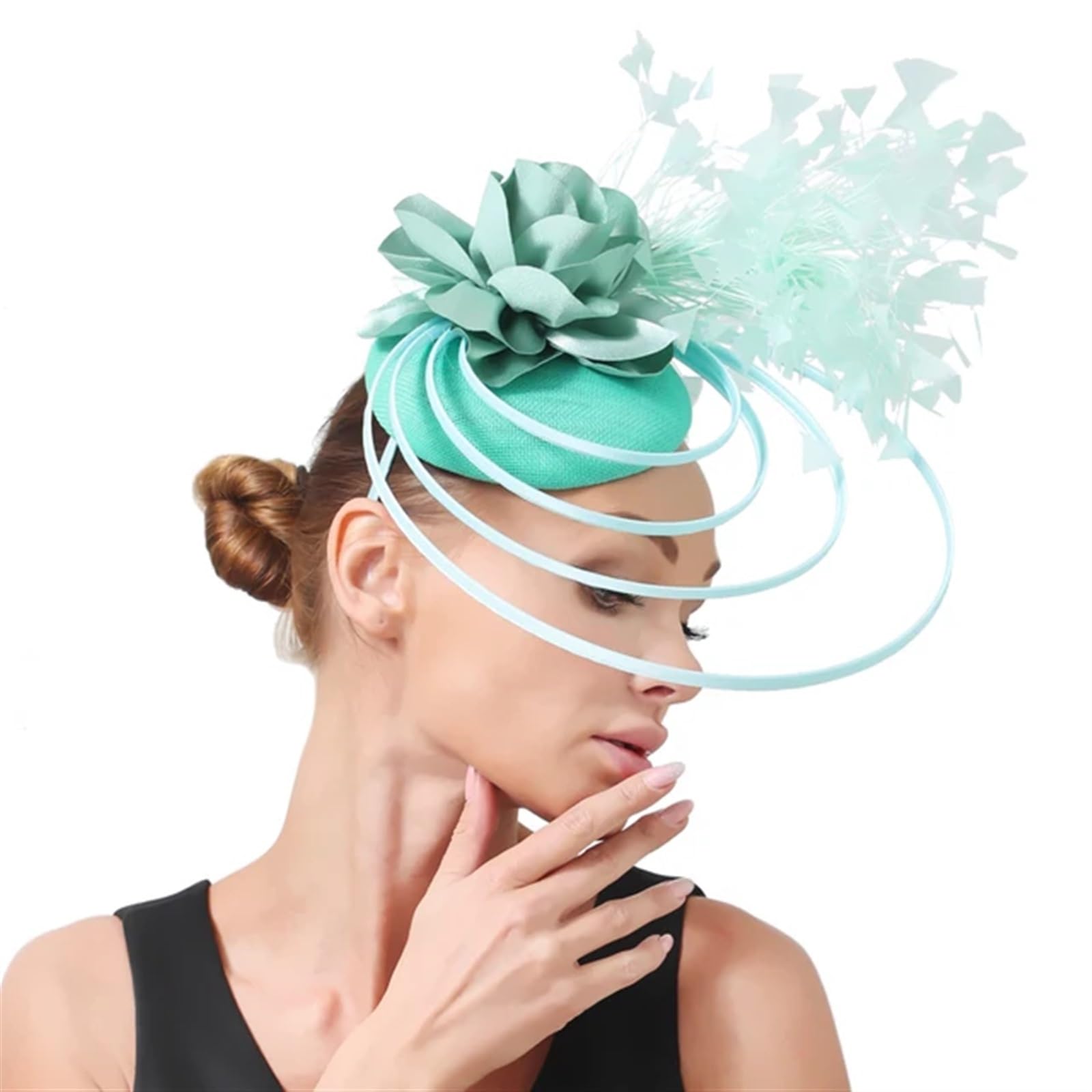 UALXPAO Wedding Hats Race Occasion Fascinator Hats Bowknot Bridal Wedding Church Women Fancy Cocktail Party Multiple Colors for Tea Party,Weddings(Green1)
