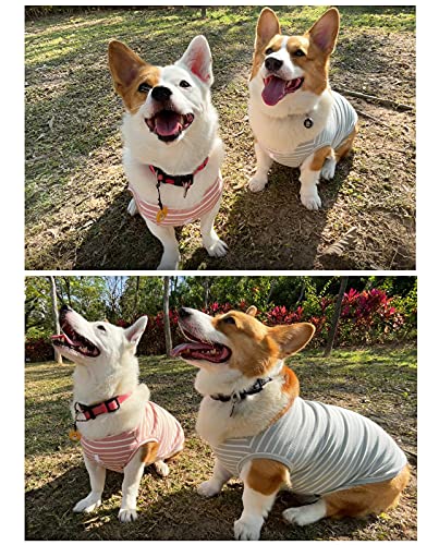 Koneseve Dog Shirt Vest Lightweight Stretchy Dog T-Shirts Soft Cool Shirts Sleeveless Stripe Vests Breathable Clothes For Puppy Kitty Cats Small Medium Large Dogs 2 Pack Pink + Green [ M/Medium ] #TOP7