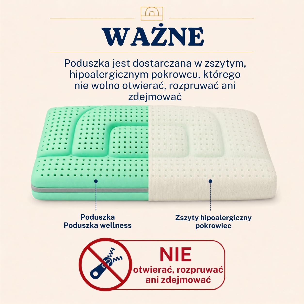 Poduszka medyczna z aloesu, niska - 14 cm, dostępna w dwóch wysokościach, wyprodukowana we Włoszech, ortopedyczna łagodzi ból, przeciw roztoczom, antyalergiczna, świeża