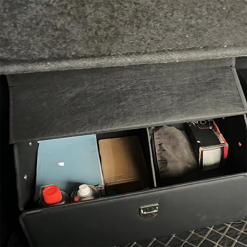 Organizador de Maletero de Coche para Suzuki Grand Vitara 2000-2015, Caja de Almacenamiento Plegable de Cuero con Tapa y Asas, Bolsa Organizadora con 1 Divisor, 53x32x30cm,Black