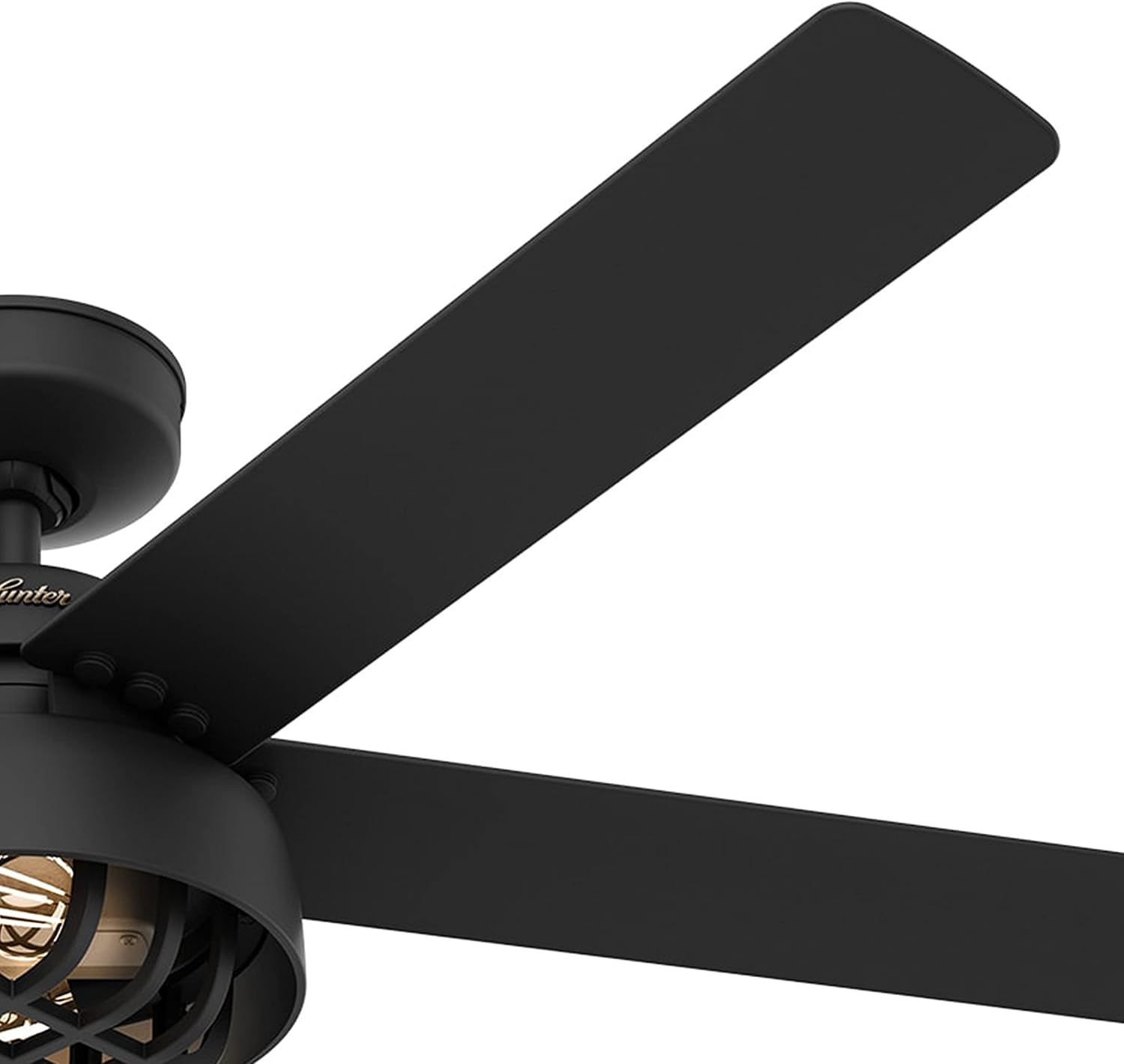 Hunter Fan 52 inch Casual Matte Black Outdoor Ceiling Fan with Light Kit and Remote Control (Renewed)