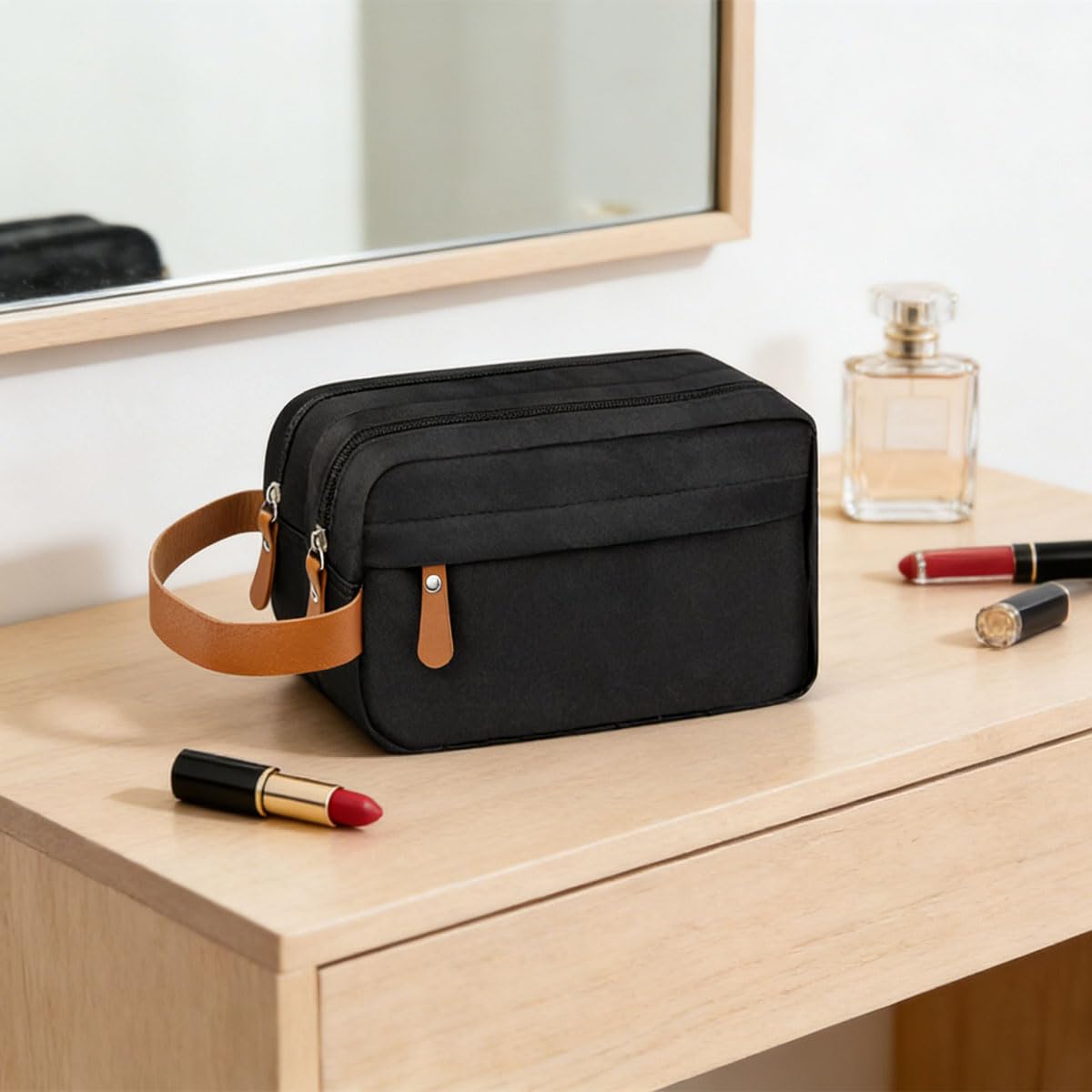 Czarna męska kosmetyczka wisząca, kosmetyczka podróżna Washbag, organizer do makijażu