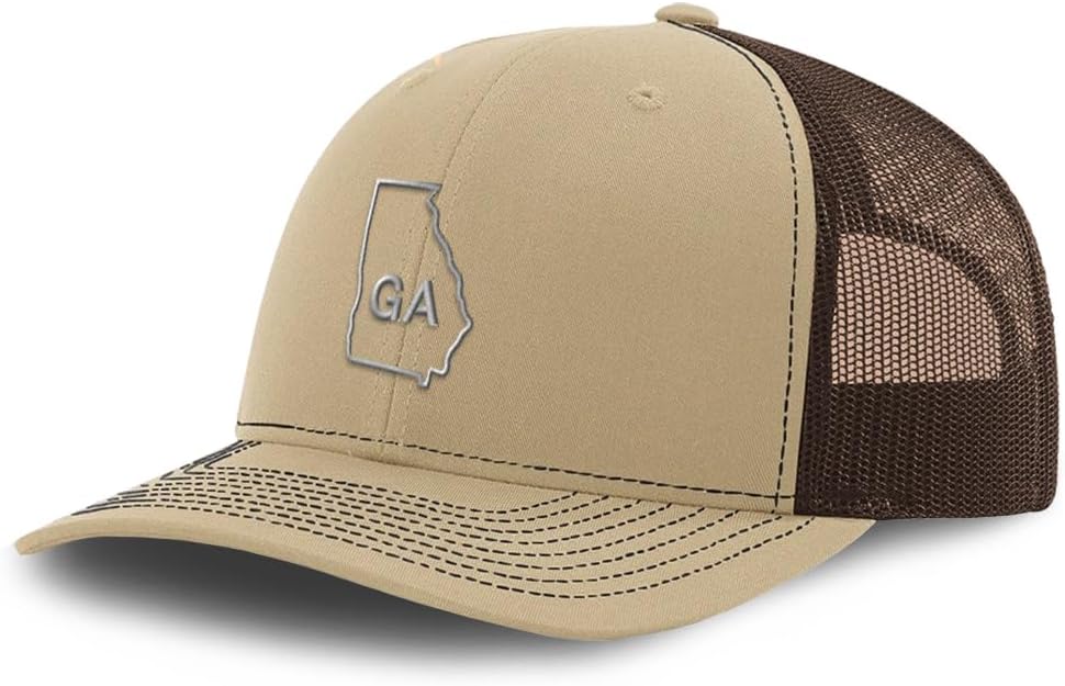 Custom Richardson Mesh Cap Hat Embroidered Georgia State Map Ga Embroidery Trucker Hats for Men & Women