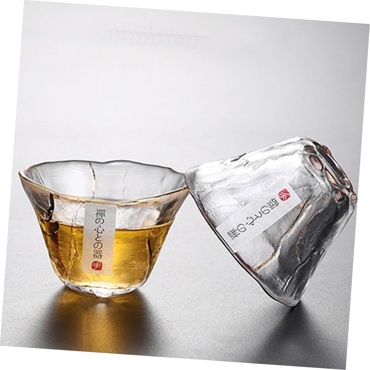 COLLBATH 4pcs Heat Resistant Japanese Style Glass Tea Cups Elegant Sake Cups for Home Use Capacity for Sake Tea for Weddings Parties and Gatherings