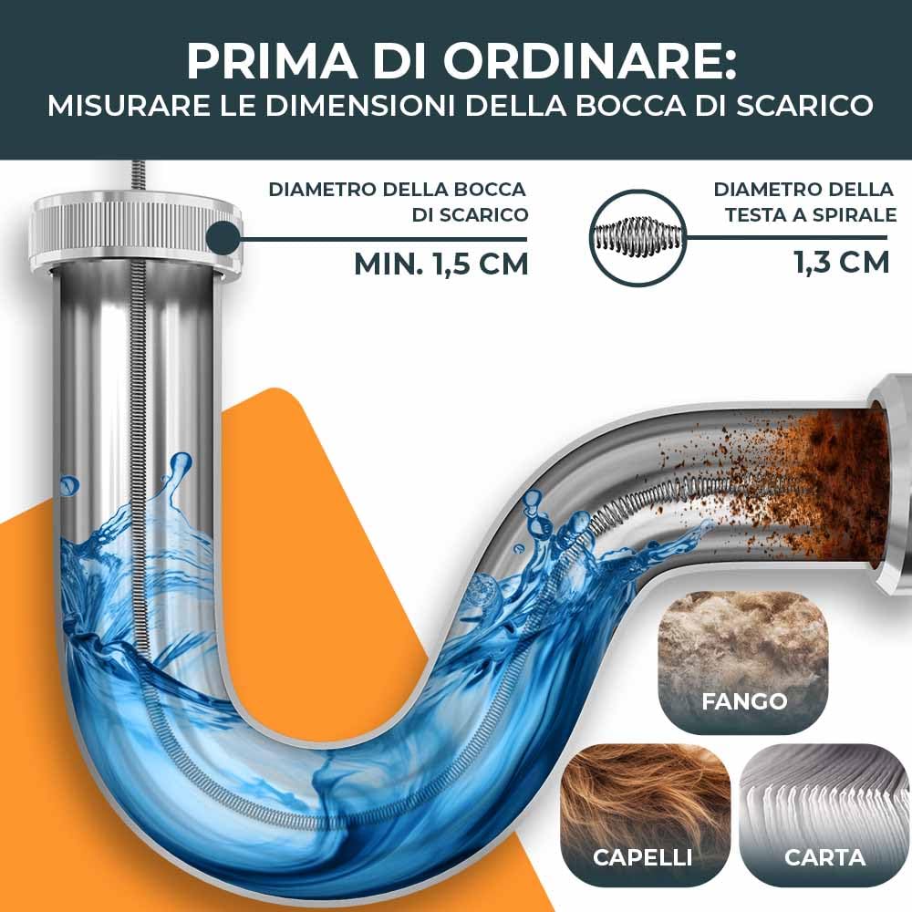 Sonda Sturatubi Relaxdays 10m - Spirale In Acciaio Per Scarichi | Per WC, Doccia, Vasca, Lavandino - Foto 2