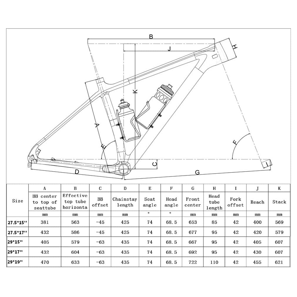 Carbon MTB Rahmen 27.5er 29er Hardtail Mountainbike 15'' 17'' 19'' Scheibenbremse Fahrrad Steckachse 12x142mm Interne Kabelführung (Farbe: Discoloration A, Größe 29 * 15'')