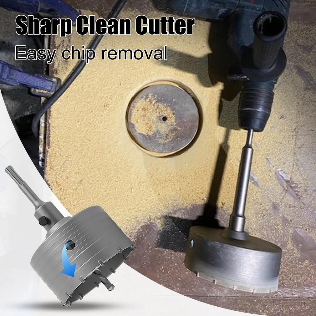 Cartlant 100mm Masonry Core Drill Bit, Carbide Hole Saw with 110mm SDS Plus Round Handle Rod Adapter - Image 2