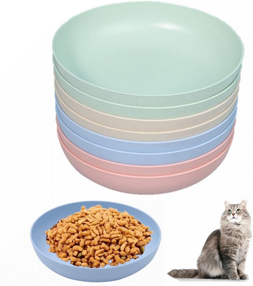 Wanfoou 8 Pcs Shallow Cat Bowl, Shallow Cat Food Dish Wide Cat Wet