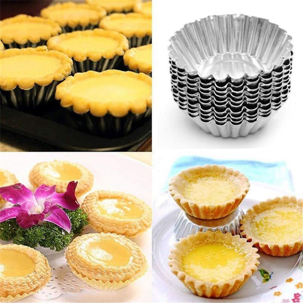 Cabilock 100piezas Moldes De Tartas De De Metal Antiadherente Herramienta Para Hornear Para Magdalenas Pasteles y Postres