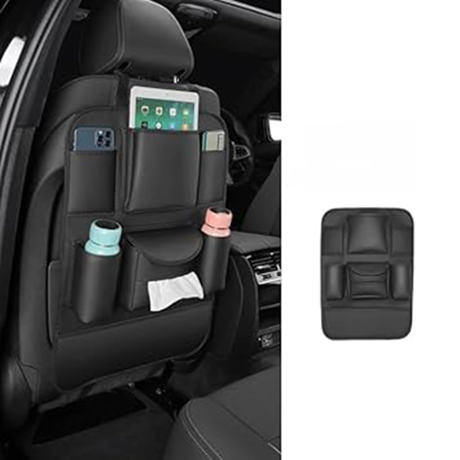 per Citroen DS3 C5 C3 C2 C4 C6, Organizzatore Sedile Auto Protezione Schienale in Pu Impermeabile 6 Multifunzione Universale Tasche Tutte Le Auto,Black