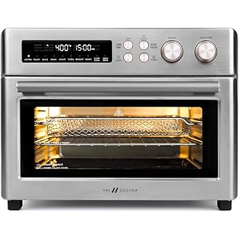 Air Fryer Toaster Oven Combo - Fabuletta 10-in-1 Countertop Convection Oven 1800W, Flip Up & Away Capability for Storage Space, Oil-Less Fit 12" Pizza, 9 Slices Toast, 5 Accessories (Black)