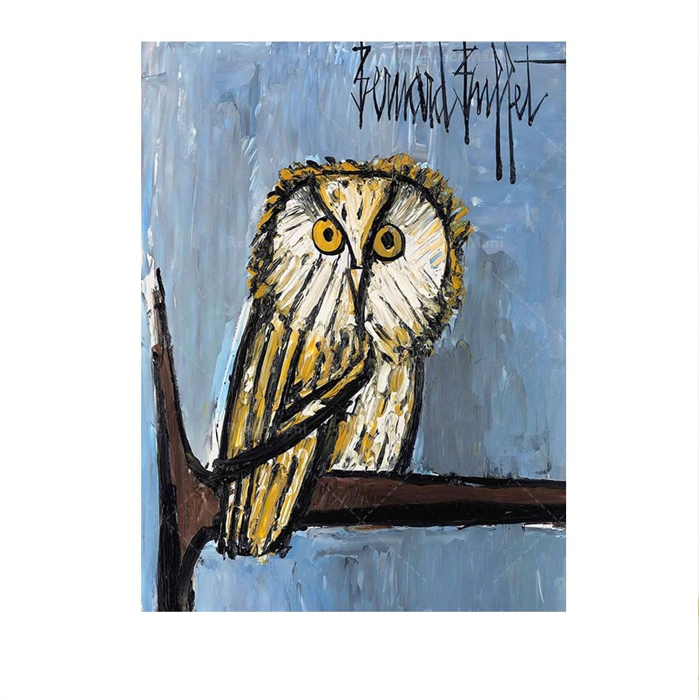 Peinture Bernard Buffet Chouette cornue pour décorer un bureau design