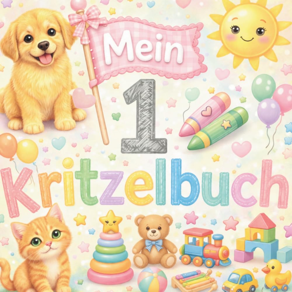 Mein 1. Kritzelbuch: Malbuch für Kinder ab 1 Jahr – 50 Motive | Tiere & Fahrzeuge | Einseitig gedruckt | Fördert Kreativität & Motorik