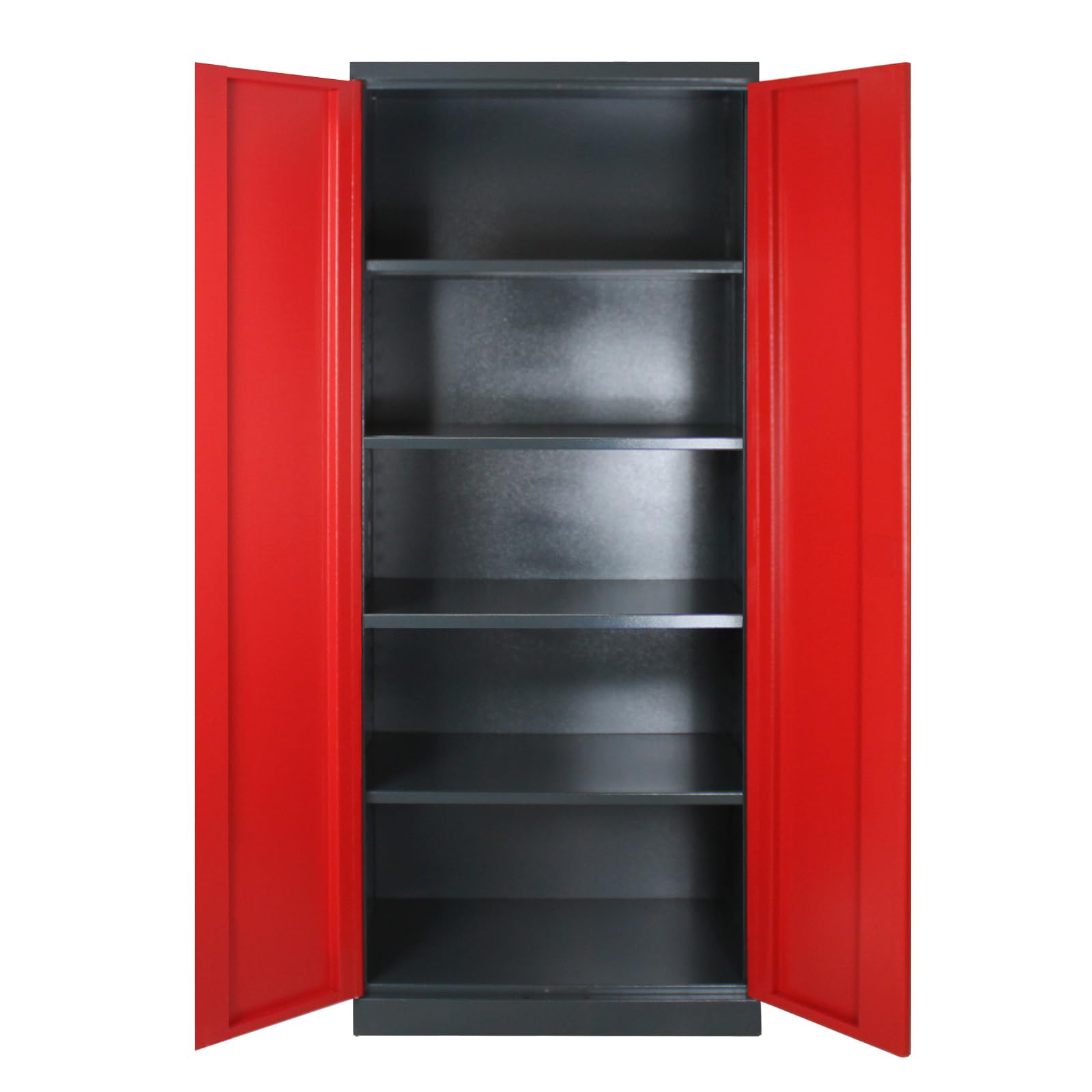 PROREGAL Stahlschrank Owl mit 4 Fachboden | HxBxT 192x78x58cm | Anthrazitgrau/Rot | Büroschrank Aktenschrank Aufbewahrungsschrank