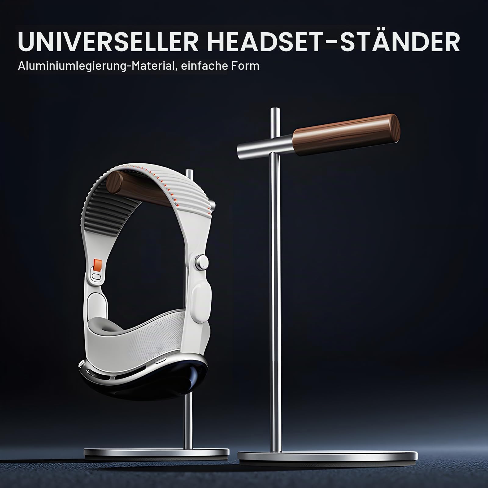 Kopfhörerständer aus Eichenholz, Headset Ständer für Schreibtisch, Universal Halterung Halter für Airpods Max, Bose, Beats, Gaming, VR Display Stand (Silber)