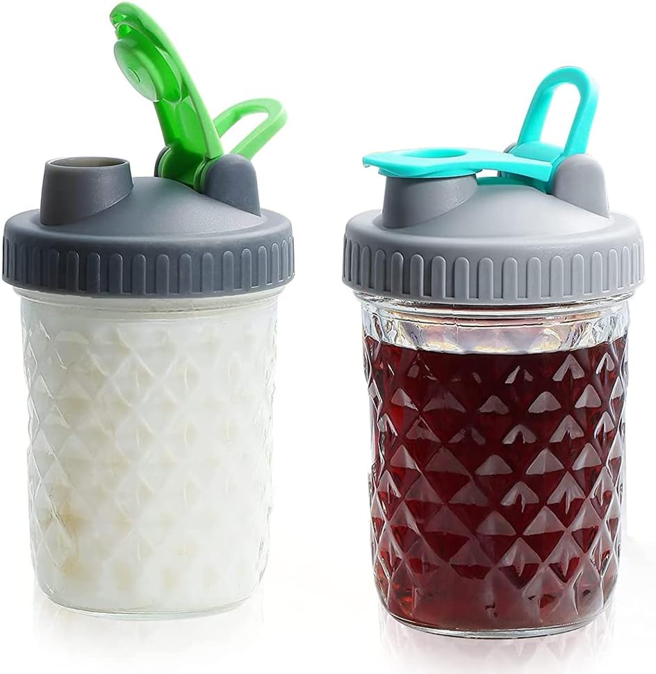 mason jar pour spout lid wide mouth reusable plastic lids