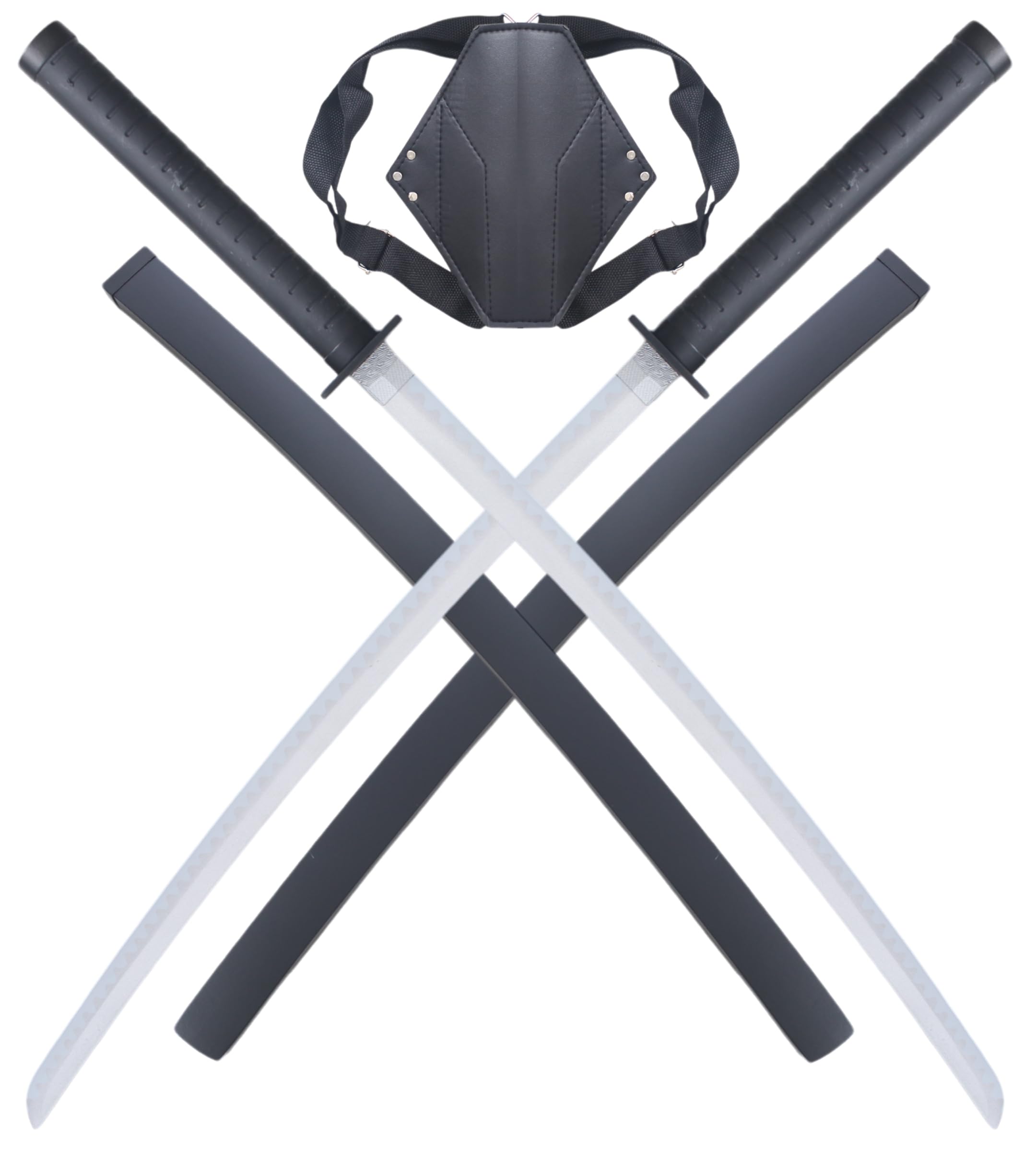 Deadpool Double Katana en Bois Lame en Bois Epee Sabre + Support Dorsal Deadpool Katana