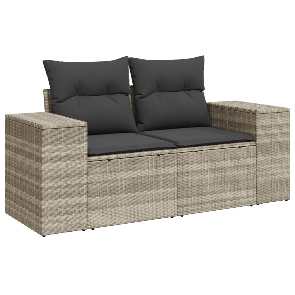 Homgoday 8-częściowy zestaw mebli ogrodowych z poduszkami, meble balkonowe, sofa ogrodowa, sofa ogrodowa, zestaw wypoczynkowy, sofa balkonowa, zestaw mebli ogrodowych, kolor jasnoszary polirattanowy