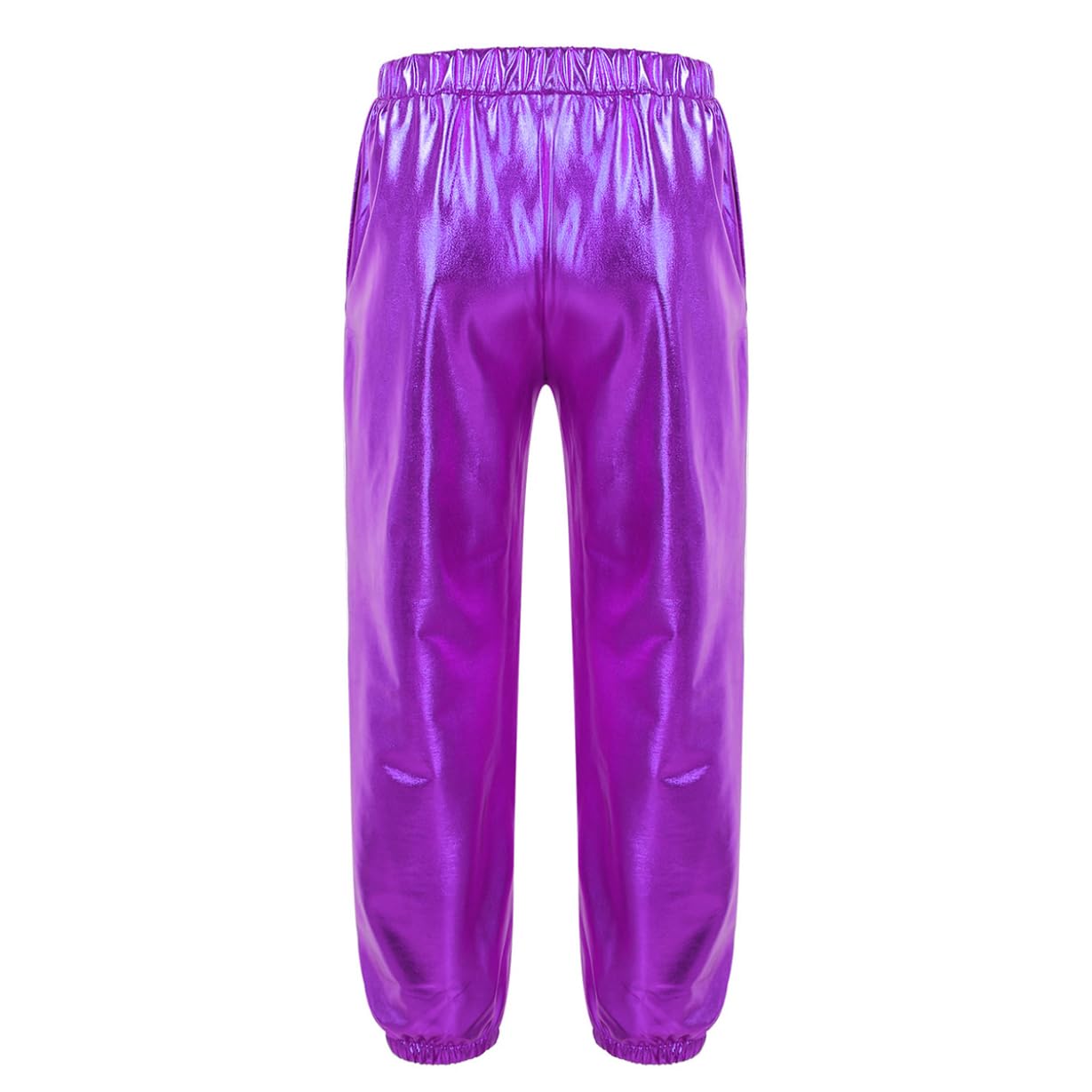 Choomomo Kids Girls Metallic High Waist Pants Modern Dancing Ballet Dance Gymnastic Exercise Activewear Purple 14 Years