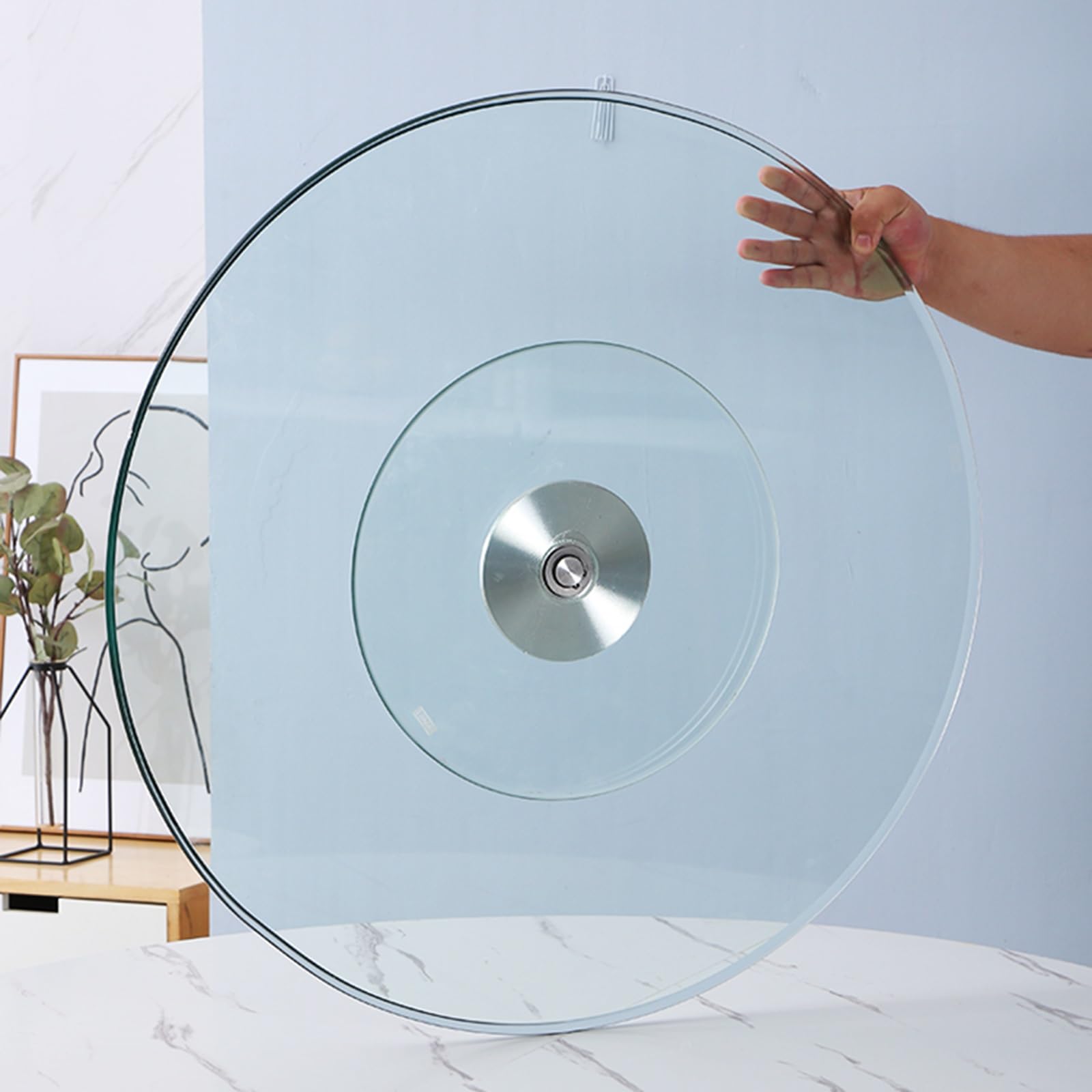 23"31" Glass Lazy Susan Turntable Dining Table Centerpiece Large Serving Plate E 2 thumbnail image