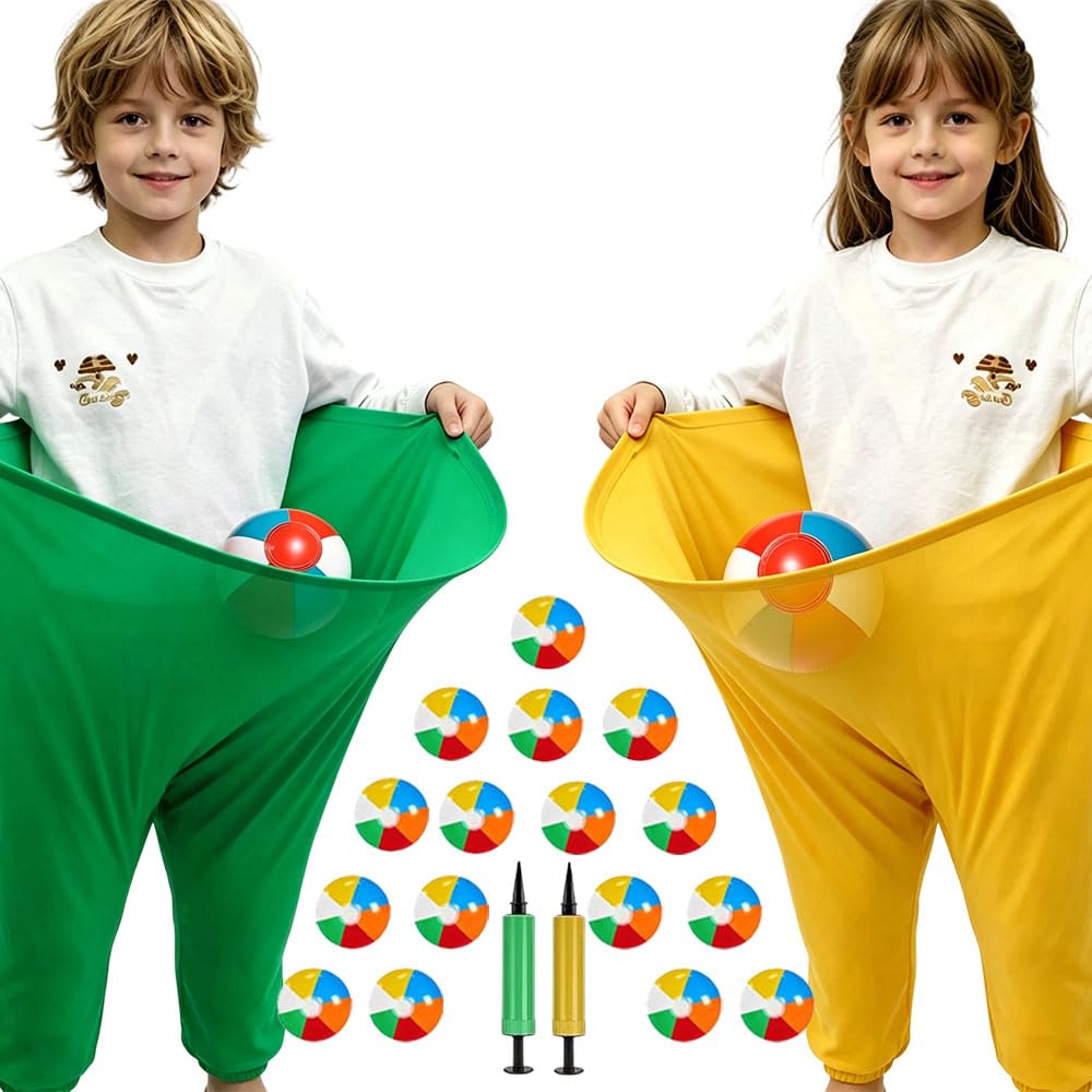 RNPKZ Granny Pants Yard Game, 2 Pcs Super Giant Pants Set Fun Outdoor Party Game with 16 Throwing Bouncy Balls and 2 Pumps, Party Games for Kids, Adults, Outdoor Games for Family, Birthday, Christmas