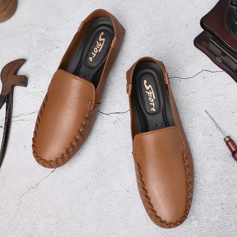 Hand-Sewn Cowhide Loafer (Brown, Adult, Men, 9, Numeric, US Footwear Size System, Medium)2