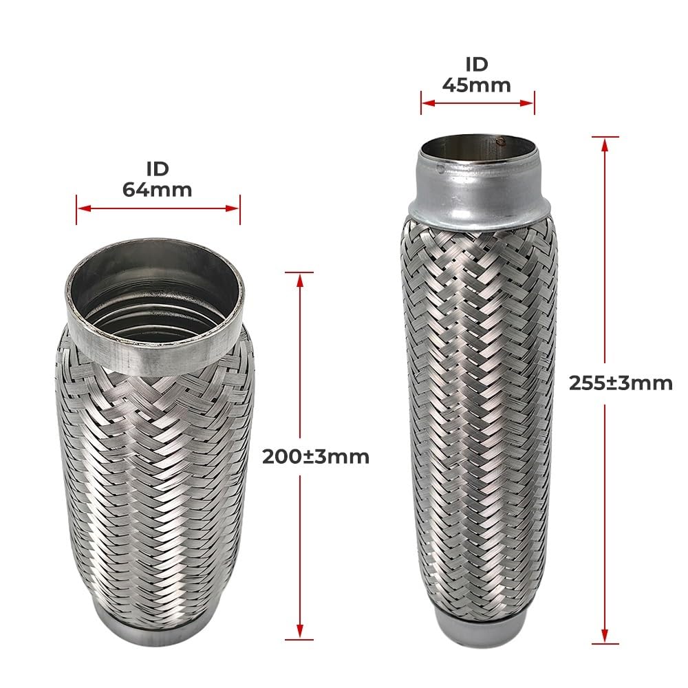 uniwersalna rura wydechowa 45mm 64mm Elastyczne rury wydechowe samochodowe złącze Mieszek pleciony Rury tłumika ze stali nierdzewnej Uniwersalne Tłumik końcowy(64-200mm)